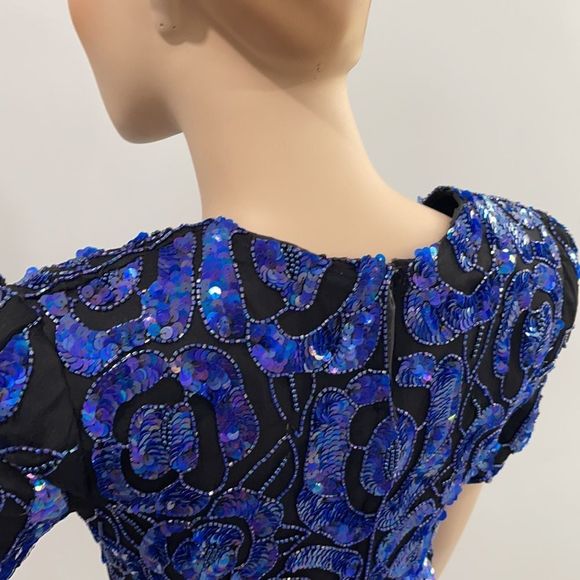 Vintage Blue Beaded Sequin Top - Picture 13 of 17